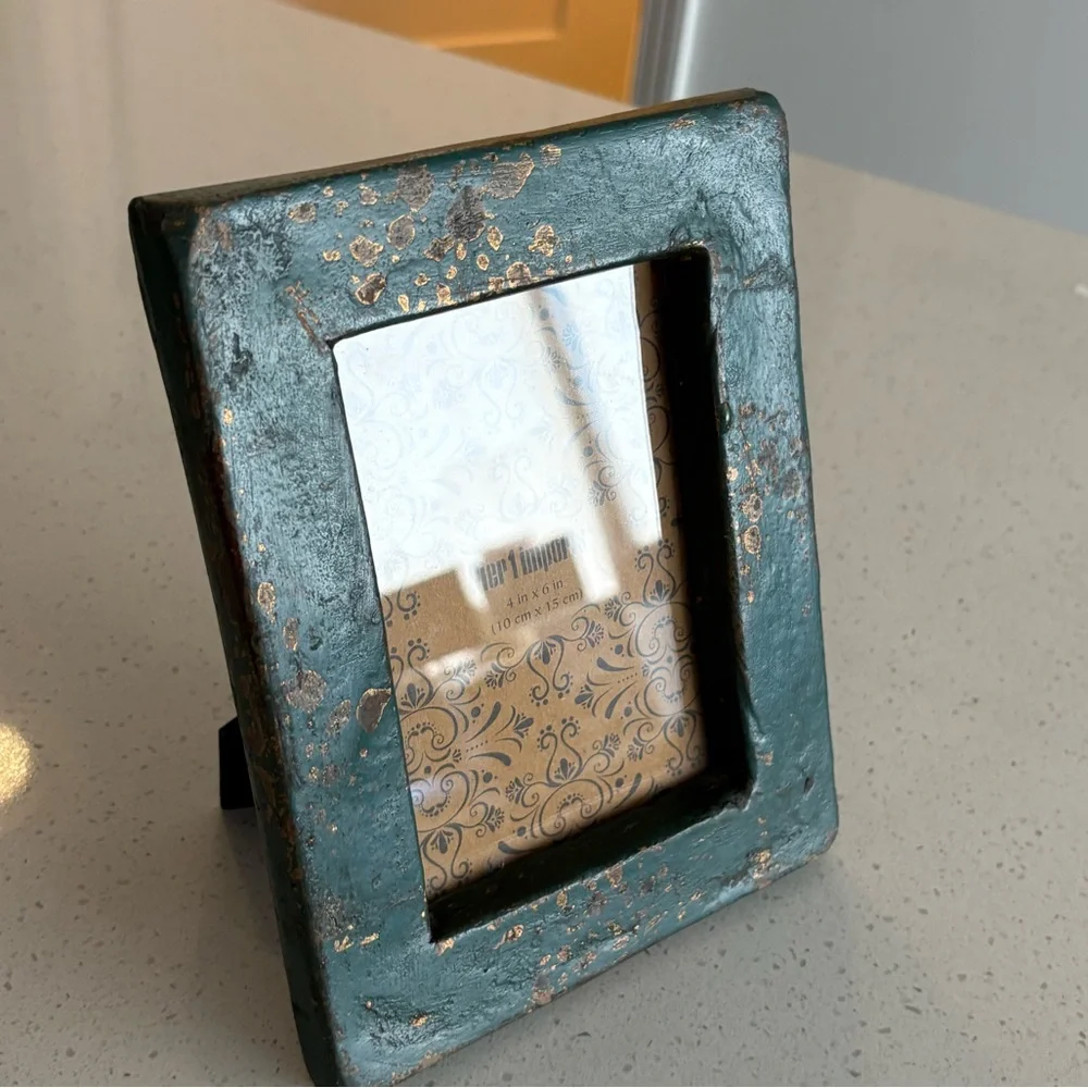 Pier 1 Teal and Gold Splatter Picture Frame